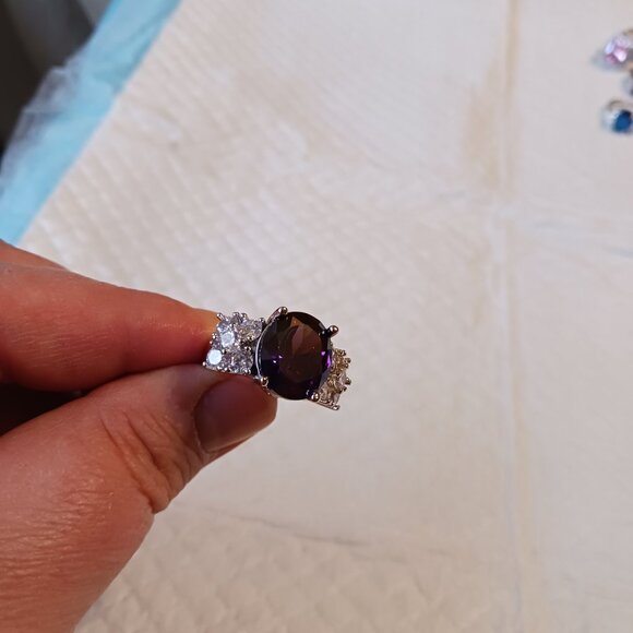 Silver Oval Purple Amethyst CZ Fashion Ring Size 7 NWOT - Picture 14 of 15